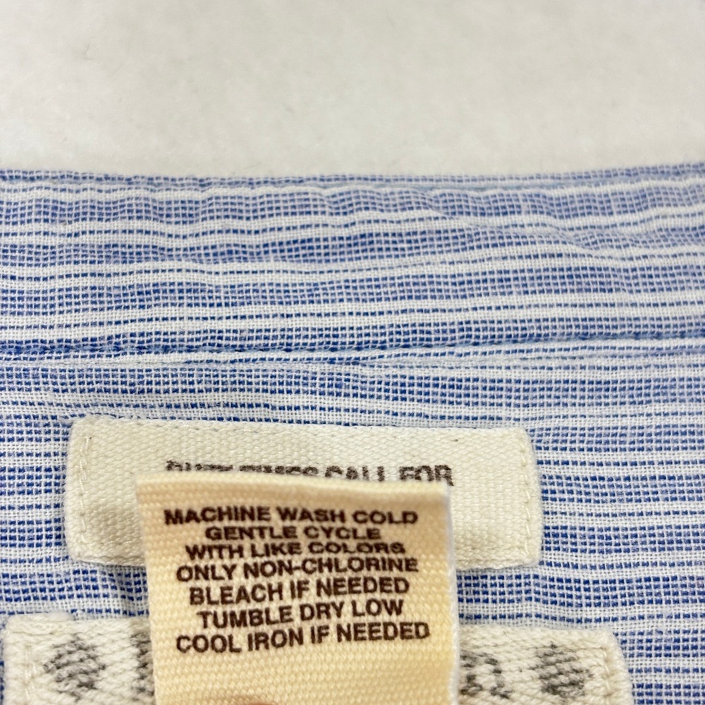 Ruff Hewn Woman Henley Blouse 1X Striped Ruffle Front Coastal Casual - Picture 5 of 9